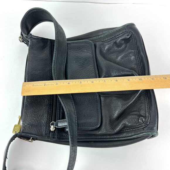 Fossil Black Leather Purse Shoulder Saddle Bag - Picture 10 of 10